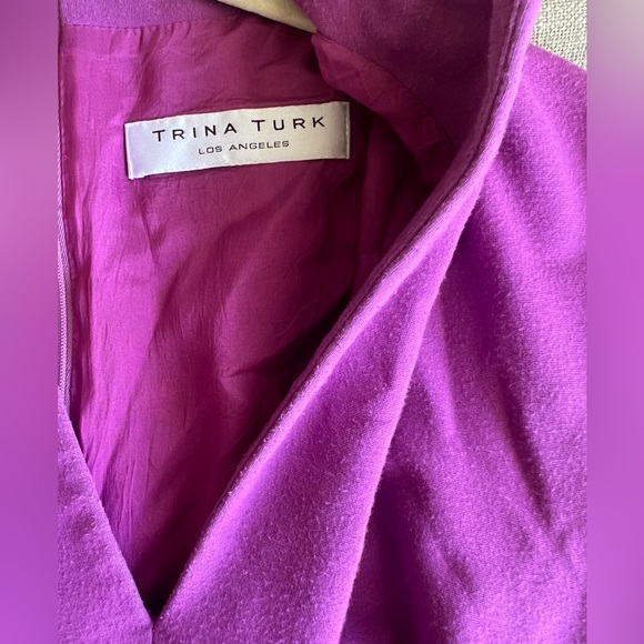 TRINA TURK V-neck Buckle Front Dress Size 10 Fuchsia / Purple Soft Mod Sheath - Picture 5 of 9
